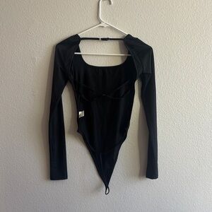NWOT Amazon Black Backless Long Sleeve Bodysuit
